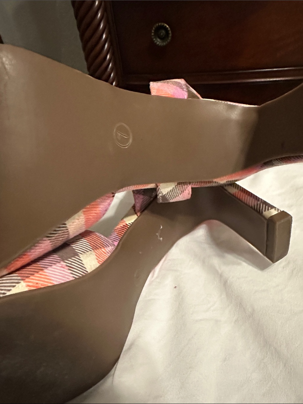 Cityclassified Pink Orange Plaid Buckle Slingback Mules - Picture 6 of 10